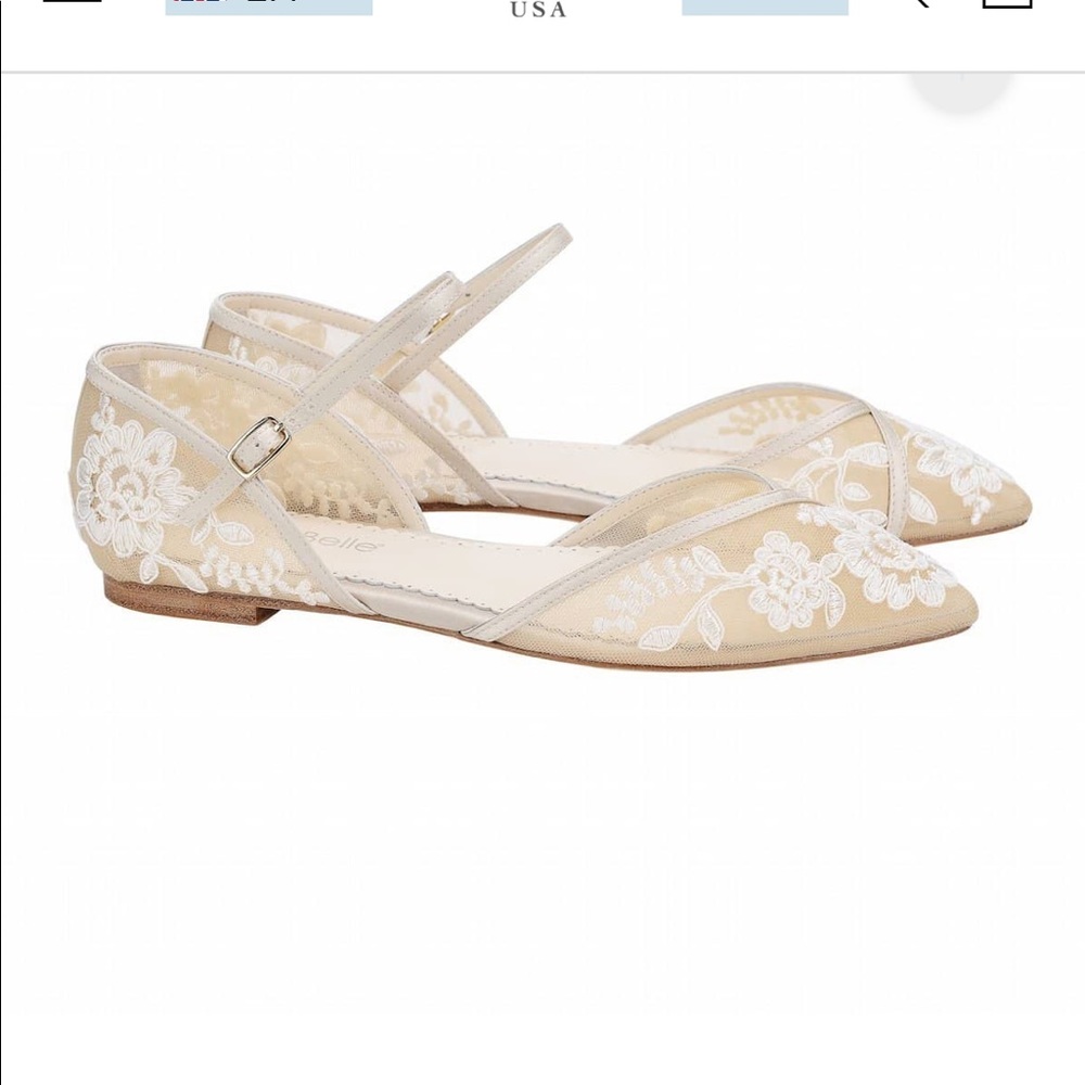 Bella Belle Celia Lace Wedding Flats Size 7.5